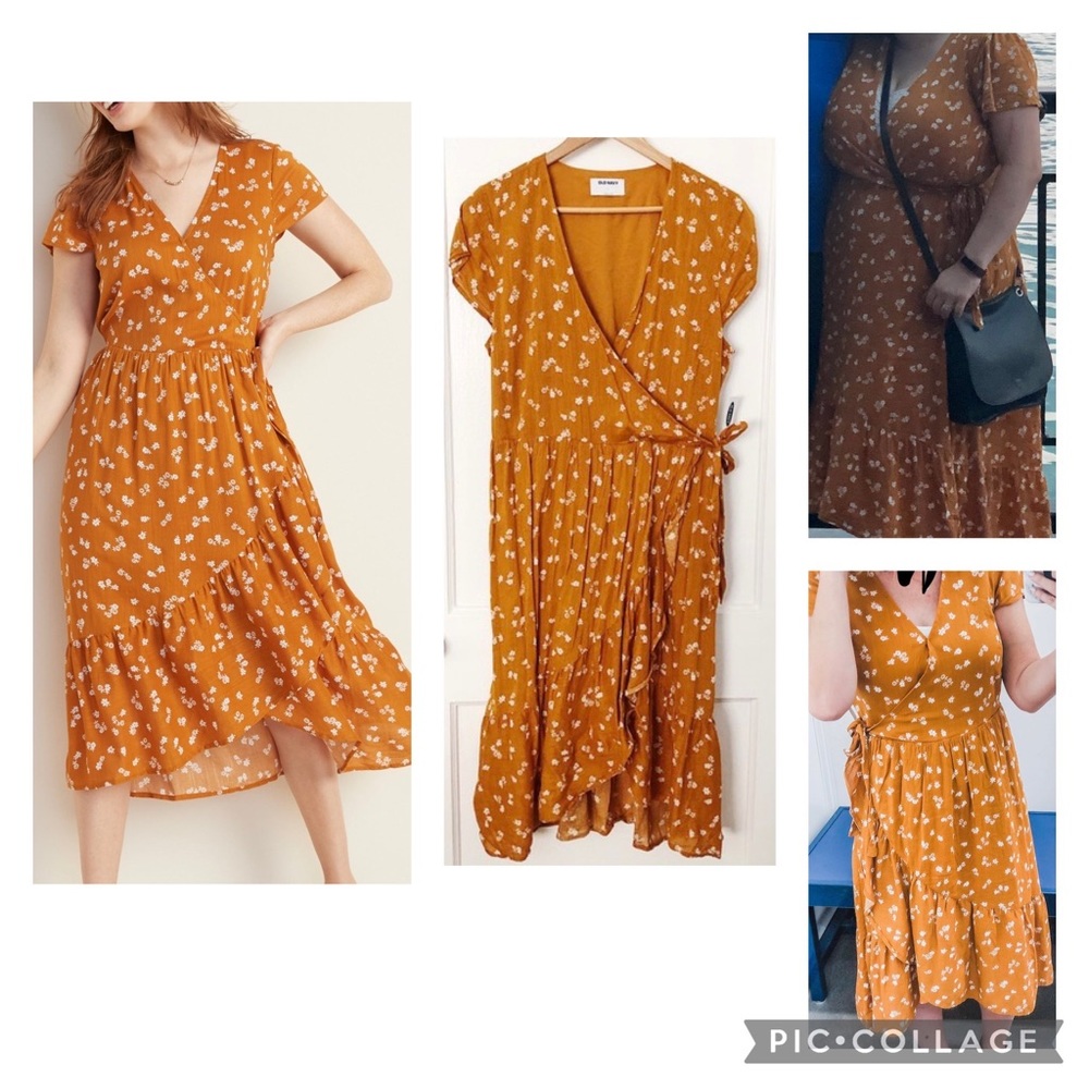 Old Navy Waist-Defined Faux Wrap Dress